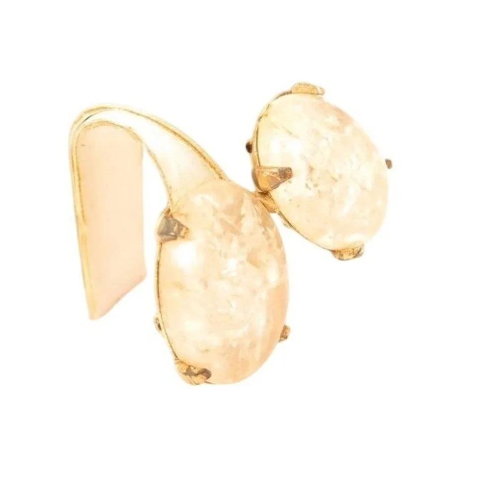 Zentall Designer Signed Crackled Clear Stones‎ Vintage Clip-on Earrings*A569